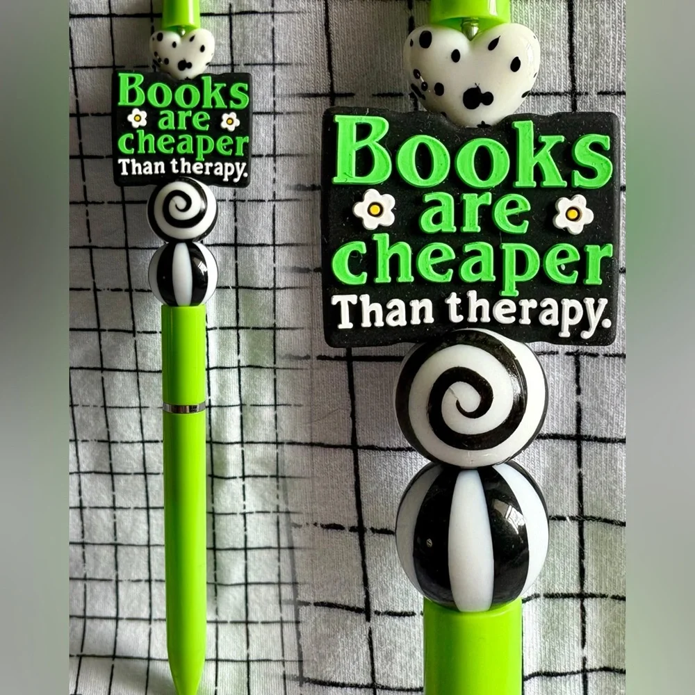 Books are Cheaper Than Therapy Custom Beaded Pen